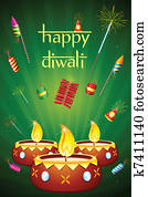 Diwali Diya with Fire Cracker Diwali Diya with Fire Cracker