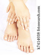 Female feet and hands Female feet and hands