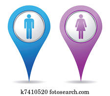 femmes, hommes, emplacement, icônes