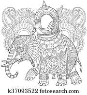 Hand drawn stylized elephant