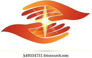 Hands holding a star light logo