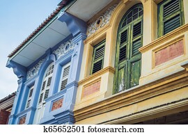 Old houses in the Old Town of Georgetown, Penang, Malaysia