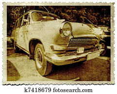 retro car on old photography