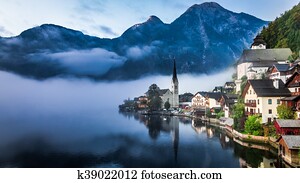 Sunrise in misty Hallstatt Sunrise in misty Hallstatt