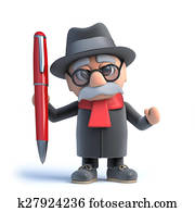 3d Old man has a pen 3d Old man has a pen