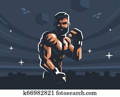 A male fighter of mixed martial arts. A male fighter of mixed martial arts.