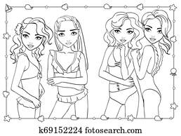 Coloring Book Girls In Bathing Suits And Bikini Coloring Book Girls In Bathing Suits And Bikini