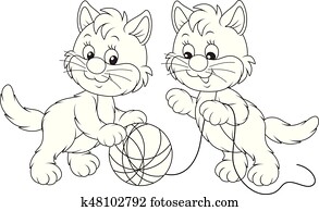 pequeno, gatinhos, tocando