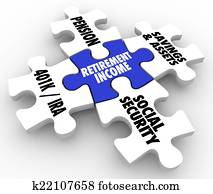 Retirement Income Puzzle Pieces Pension IRA 401K Social Security Retirement Income Puzzle Pieces Pension IRA 401K Social Security