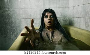 Scary girl in bath 