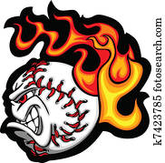 Softball or Baseball Face Flaming V Softball or Baseball Face Flaming V