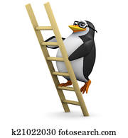 3d Penguin climbs the ladder 3d Penguin climbs the ladder