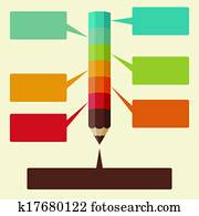 Creative infographics background with colored pencils. Creative infographics background with colored pencils.