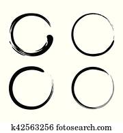Enso Zen Brush Strokes Black Ink Vector Set Enso Zen Brush Strokes Black Ink Vector Set