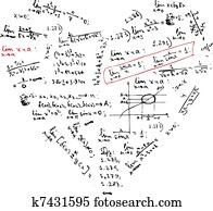 forma corazón, con, matemáticas, fórmulas, para, su, diseño