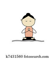 frau, üben, yoga,, lotus haltung frau, üben, yoga,, lotus haltung