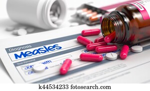 Measles - Phrase in Anamnesis. 3D Render. Measles - Phrase in Anamnesis. 3D Render.