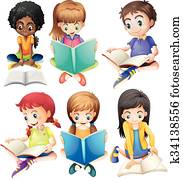 niños y niñas, lectura, libros