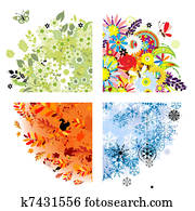 quatro estações, -, primavera, verão, outono, winter.