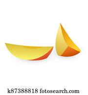 Slice of mango icon, cartoon style Slice of mango icon, cartoon style