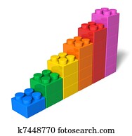 Growing bar chart from color toy blocks Growing bar chart from color toy blocks