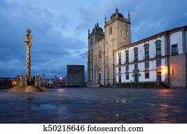 Porto Cathedral and Pillory Column in Portugal