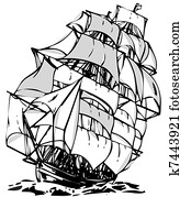 Ship line art Ship line art
