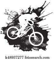 Silhouette of a cyclist riding a mountain bike Silhouette of a cyclist riding a mountain bike