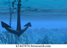 Underwater scene with anchor Underwater scene with anchor