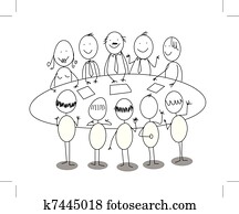 versammlung, büro, karikatur