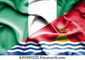 Waving flag of Kiribati and Nigeria