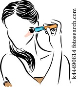 woman applying make up illustration woman applying make up illustration