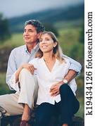 šťastný, milující, prostředek stár, dvojice