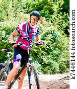 人, 带, hismuontain-bike