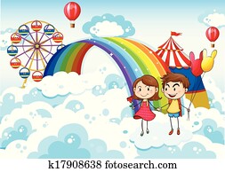 A carnival in the sky with a rainbow A carnival in the sky with a rainbow