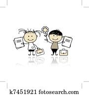 enfants, à, livres école