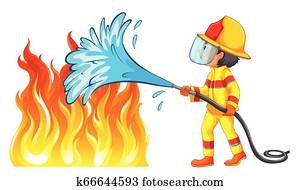 Firefighter putting out a fire Firefighter putting out a fire