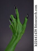 Green witch hand with black nails, real body-art Green witch hand with black nails, real body-art