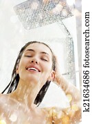 mujer, en, el, ducha