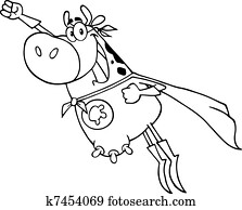 Outlined Super Hero Cow Outlined Super Hero Cow