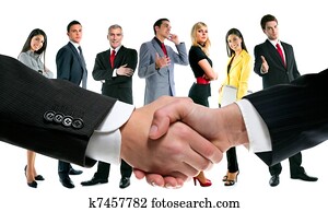 商务人士, 握手, 同时，, 公司, 队