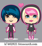 adolescente, emo, par