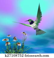 Black-chinned hummingbird - 3D render Black-chinned hummingbird - 3D render