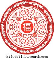 chinese new year round icon