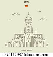 Church of San Pedro in Gijon, Spain. Landmark icon Church of San Pedro in Gijon, Spain. Landmark icon