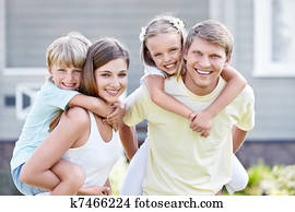 familia, con, niños