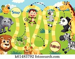 Jungle animal board game template Jungle animal board game template