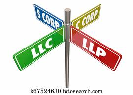 LLC LLP S-Corp C-Corporation Road Signs 3d Illustration LLC LLP S-Corp C-Corporation Road Signs 3d Illustration