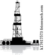 Oil rig silhouette. Detailed vector illustration isolated on white background. Oil rig silhouette. Detailed vector illustration isolated on white background.