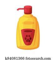 Pet Shampoo, Domestic Animals Care Product Cartoon Style Vector Illustration on White Background Pet Shampoo, Domestic Animals Care Product Cartoon Style Vector Illustration on White Background